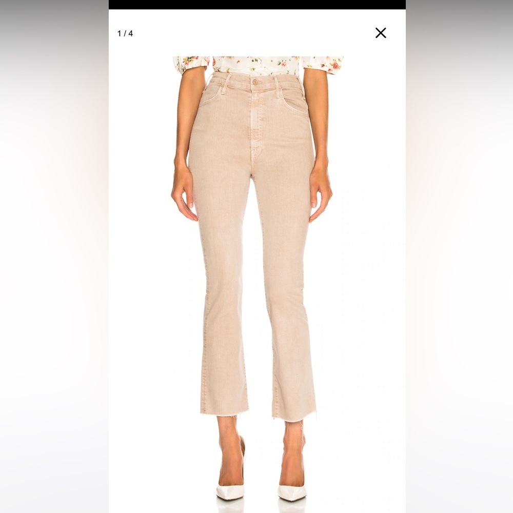 MOTHER Ankle Cropped Jeans in Cream